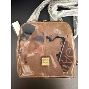 Dooney & Bourke Trixie Crossbody w Artisitic Embellishment Brown Patent Leather